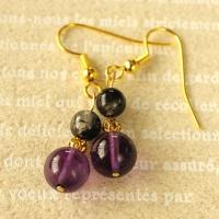 アメジスト+黒針ルチルピアス+27LV2